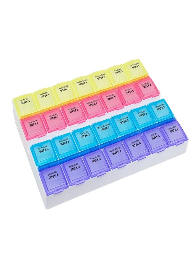 EZY DOSE Monthly (28-Day) Pill Case, Daily Medicine Planner, Vitamin Organizer, Supplement Container, One Month, Large Contoured Compartments, Convenient and Easy to Use, Colored Lids, BPA Free - Image 1